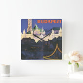 Budapest Vintage Travel Poster Quadratische Wanduhr (Zuhause)