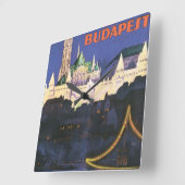 Budapest Vintage Travel Poster Quadratische Wanduhr (Winkel)
