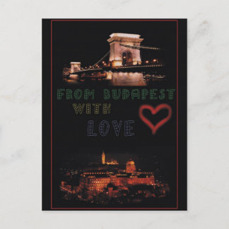 Budapester Collage auf schwarzem Hintergrund Postkarte