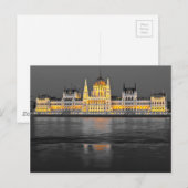 Budapester Lichter, schwarz, weiß und gelb Postkarte (Vorne/Hinten)