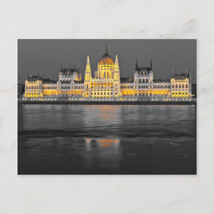 Budapester Lichter, schwarz, weiß und gelb Postkarte