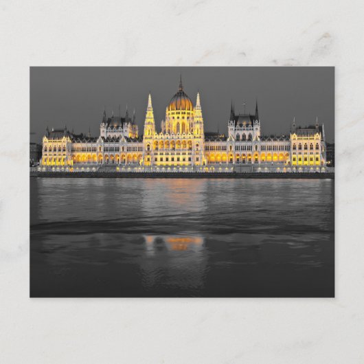 Budapester Lichter, schwarz, weiß und gelb Postkarte (Vorderseite)