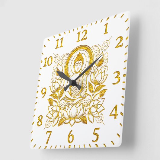 Buddha Amid Lotus Blume Quadratische Wanduhr (Winkel)