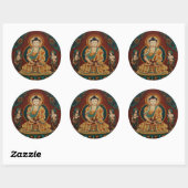 Buddha Amitabha mit Bodhisattvas Runder Aufkleber (Blatt)