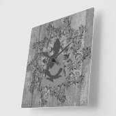 Buddha auf dem Rustikalen Wald, schwarzer Blättert Quadratische Wanduhr (Winkel)