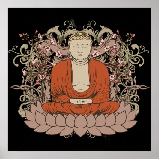 Buddha auf der Lotus-Blume Poster (Vorne)