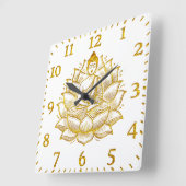 Buddha auf der Lotus-Blume. Quadratische Wanduhr (Winkel)
