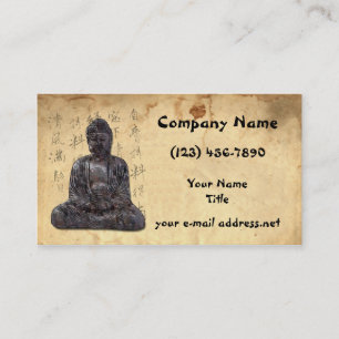 Buddha auf gealtertem Papier asiatische Kalligrafi Visitenkarte