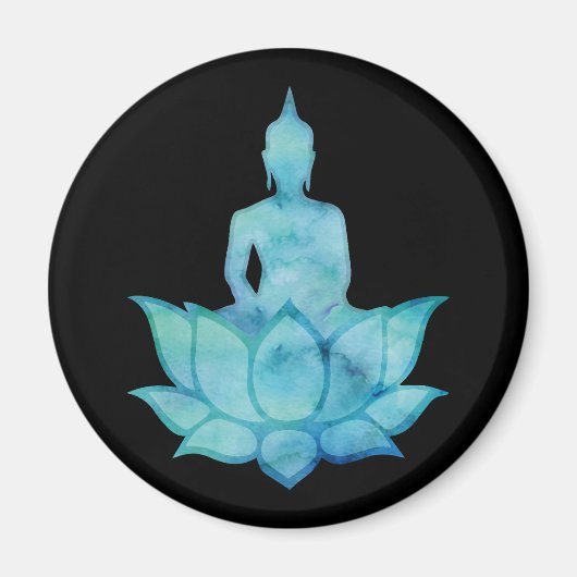Buddha auf Lotus Blue Magnet (Vorne)