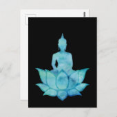 Buddha auf Lotus Blue Postkarte (Vorne/Hinten)