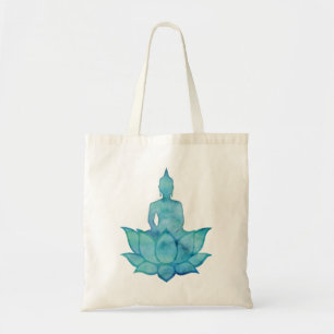 Buddha auf Lotus Blue Tragetasche