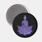 Buddha auf Lotus Lila Magnet (Vorderseite/Rückseite)
