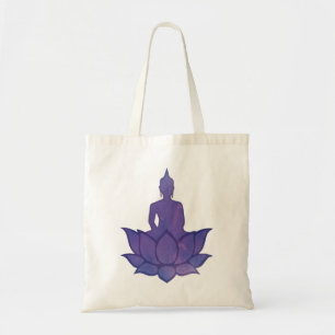 Buddha auf Lotus Lila Tote Bag Tragetasche
