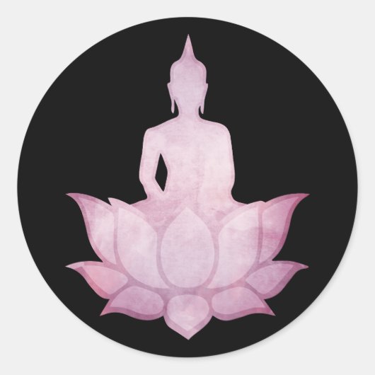 Buddha auf Lotus Pink Runder Aufkleber (Vorderseite)