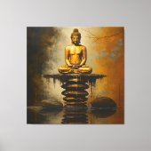 Buddha auf Steinen Leinwanddruck (Vorderseite)