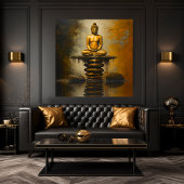 Buddha auf Steinen Leinwanddruck