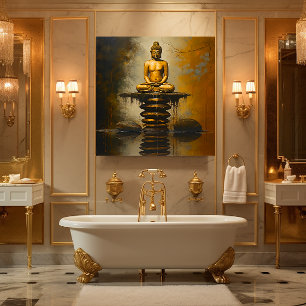 Buddha auf Steinen Leinwanddruck