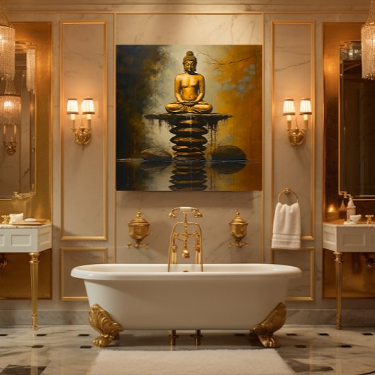 Buddha auf Steinen Leinwanddruck