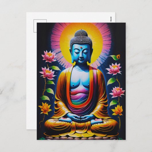 Buddha - Blühende Mindheit Feiertagspostkarte (Vorne/Hinten)