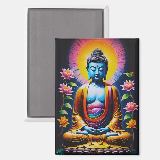 Buddha - Blühende Mindheit Magnet (Vorderseite/Rückseite)