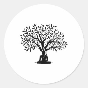 Buddha Bodhi Baum Meditation Yoga Buddhismus Buddh Runder Aufkleber