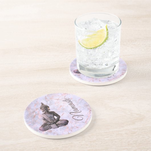 Buddha Classy Pink Lavender Marble Getränkeuntersetzer (Seite)