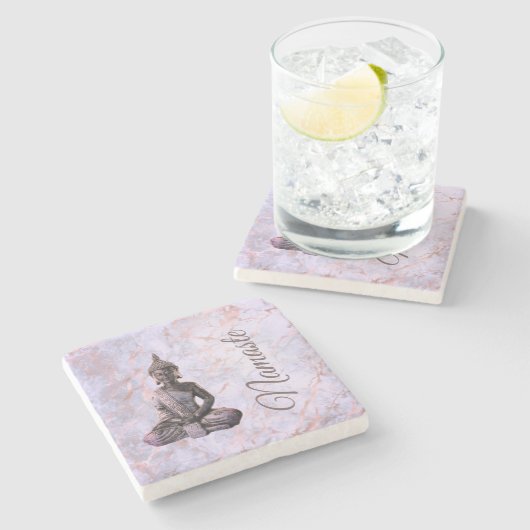 Buddha Classy Pink Lavender Marble Steinuntersetzer (Seitenansicht)