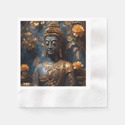 Buddha Coined Cocktail White Paper Napkins Serviette (Vorderseite)
