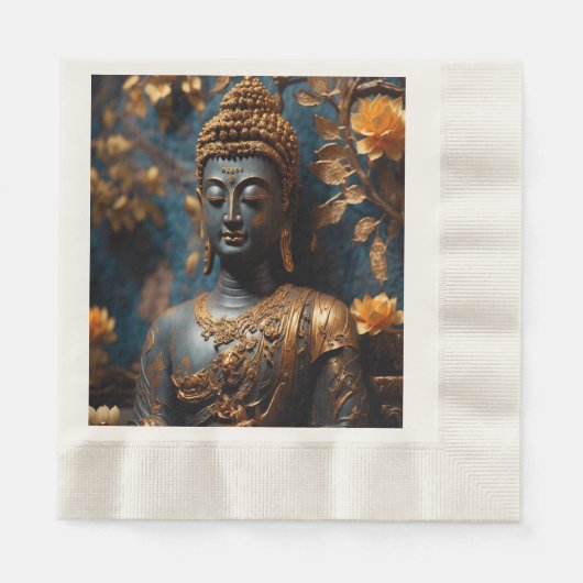 Buddha Coined Luncheon Ecru Paper Napkins Serviette (Vorderseite)