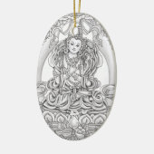 Buddha der Mitleidovalverzierung Keramik Ornament (Links)