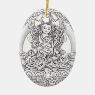 Buddha der Mitleidovalverzierung Keramik Ornament