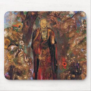Buddha, der unter den Blumen geht Mousepad