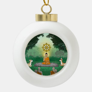 Buddha, Dharma, Sangha Weihnachtsschmuck Keramik Kugel-Ornament