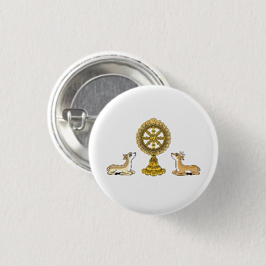 Buddha Dharma Wheel & Deers Button (Vorne & Hinten)