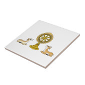 Buddha Dharma Wheel & Deers Keramik Tile Fliese (Seite)