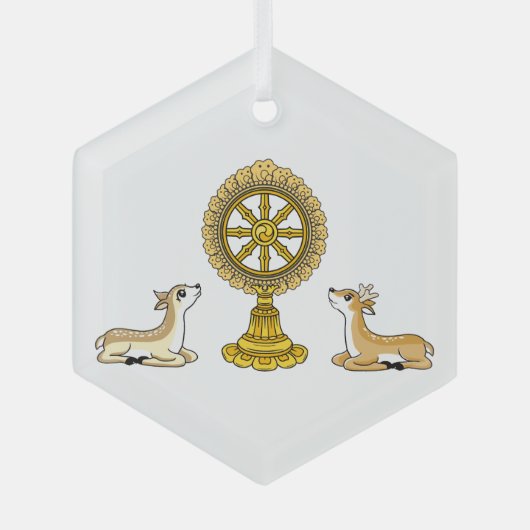 Buddha Dharma Wheel & Deers Ornament (Vorderseite)