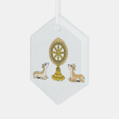Buddha Dharma Wheel & Deers Ornament Aus Glas (Vorderseite Links)