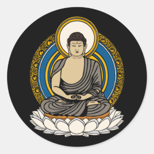 Buddha Dhyana Mudra Runder Aufkleber