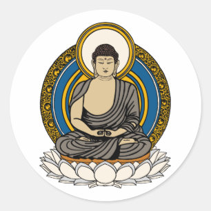 Buddha Dhyana Mudra Runder Aufkleber