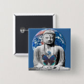 Buddha erwartet Knopf Button (Vorne & Hinten)