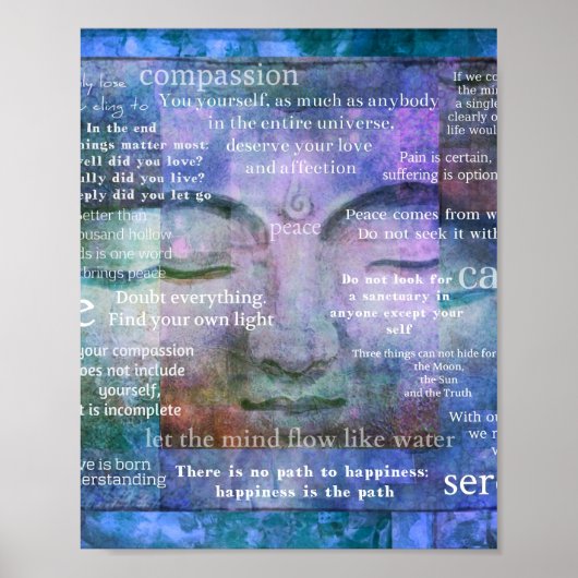 Buddha erweckt spirituelle Kunst mit Zitaten Poster (Vorne)