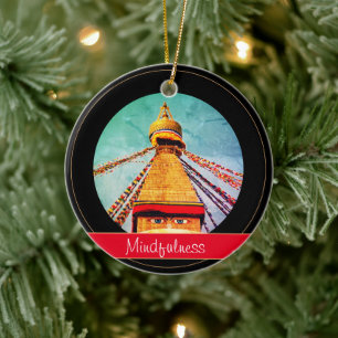 Buddha Eyes & Mindfulness - Boudhanath Stupa Nepal Keramik Ornament
