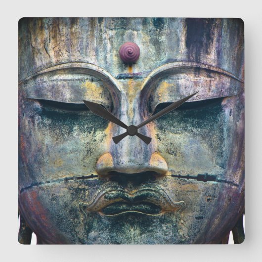 Buddha Face Clock Quadratische Wanduhr (Vorderseite)