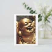 Buddha Face Gold Statue Postkarte (Stehend Vorderseite)