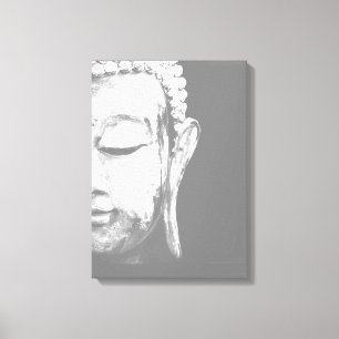 Buddha Face Schwarz-weiße Leinwand Print