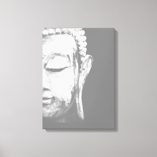 Buddha Face Schwarz-weiße Leinwand Print (Vorderseite)