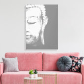 Buddha Face Schwarz-weiße Leinwand Print (Insitu (Wohnzimmer))
