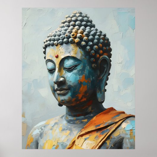 Buddha Farbige Malerei - Moderne Impasto-Kunst Poster (Vorne)
