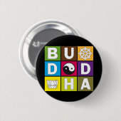Buddha färbte Blöcke Button (Vorne & Hinten)