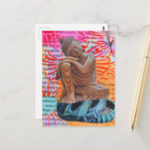 Buddha-Friedens-Mixed-Media-Collage Postkarte